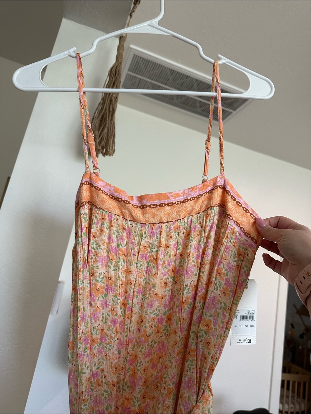 Billabong Peach Floral Midi Dress with Tie Waist - Picture 2 of 5